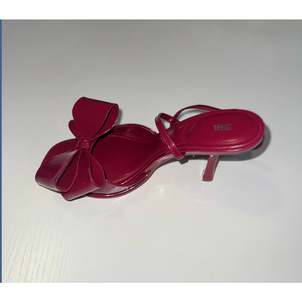 Zara Patent Effect Bow Sandals Size 39 - Picture 10 of 11